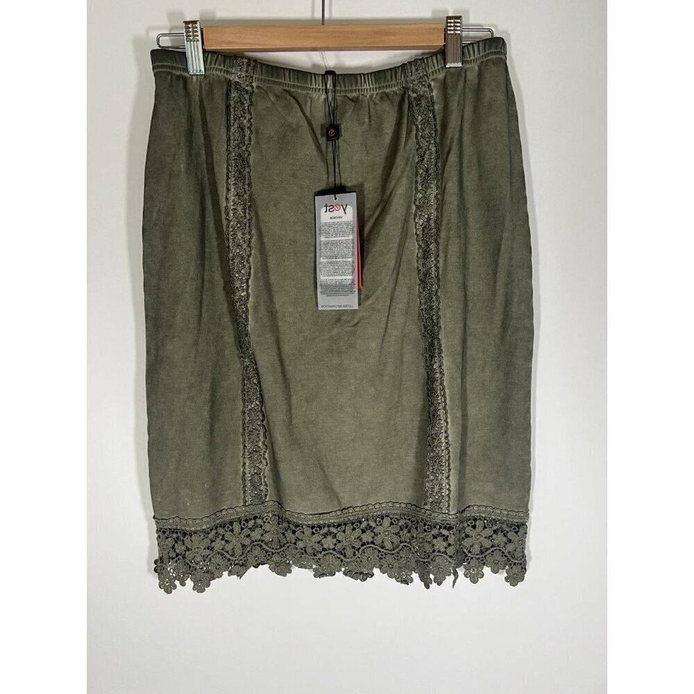 New Yest acid green grunge stretch pencil skirt lace fairy sz 8 vintage Y2K